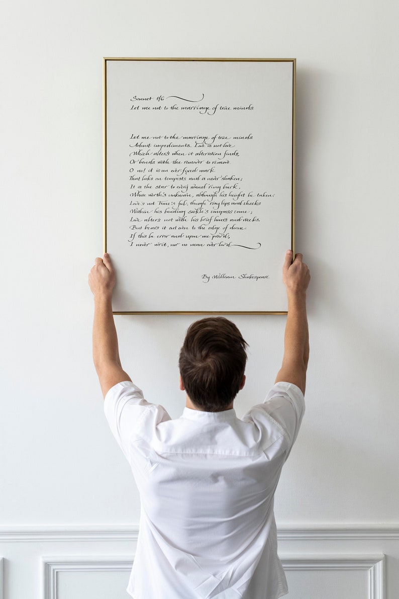 Sonnet 116 Shakespeare Framed Calligraphy Print William Shakespeare Let me not to the marriage of true minds print wedding gift Poster image 2