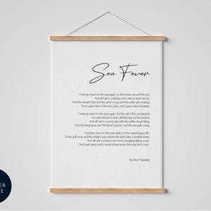 Sea Fever framed poem by John Masefield, Framed Poem, Gift for teenager, young adult Poem about adventure and freedom, inspiring poster