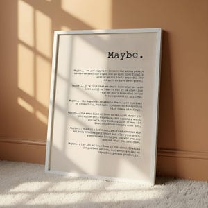Maybe Poem Print, Romantic Gift, Script Poetry Wall Art