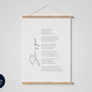 She is gone Funeral reading print poem - funeral favors celebration of life Bereavement gift - Memorial Poems Remembrance - Sympathy Gift