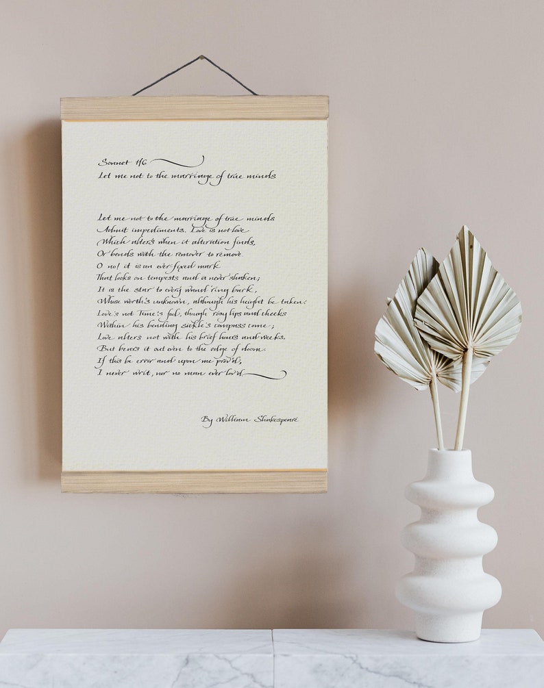 Sonnet 116 Shakespeare Framed Calligraphy Print William Shakespeare Let me not to the marriage of true minds print wedding gift Poster image 3