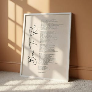 Póster de Bruce Springsteen con la letra "Born to Run" (impresiones), canción de rock clásica, decoración tipográfica con citas musicales