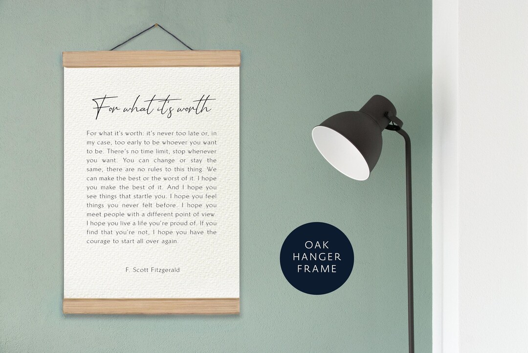 For What It's Worth Print Framed Poem, F. Scott Fitzgerald Poem, Framed ...
