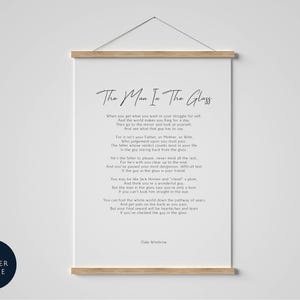 De man in de glasprint - ingelijst gedicht van Dale Wimbrow - kalligrafie en typografieprint - inspirerende ingelijste print