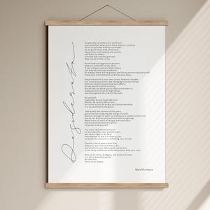 Desiderata Prints, Max Ehrmann Gedicht, gerahmtes Kalligraphie & Typografie Desiderata Poster