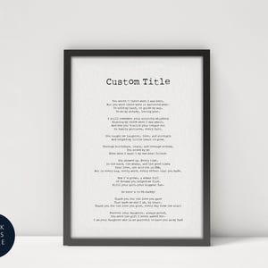 Custom Text Print Framed - Custom quote print - Customisable Print Framed - Custom Poem Print, Personalised printable - Typewriter Font