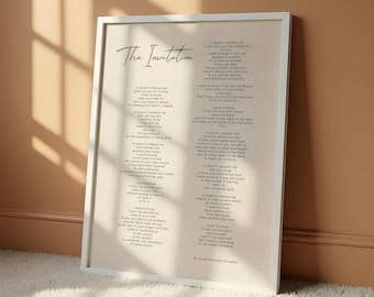 The Invitation Poem Print by Oriah Mountain Dreamer, Inspirational Poetry Wall Art, Spiritual Quote Poster, Minimalist Typography Decor