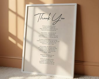 Led Zeppelin Thank You Lyrics Wall Art, Romantic Song Quote Print, Wedding Gift, Love Song Poster, Rock Music Decor