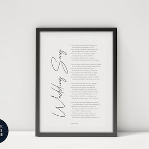 Hochzeit Songtexte personalisierte Druck Jahrestag Geschenk für Mann, personalisierte Song Lyric Poster, Hochzeitstag Geschenk, Verlobung
