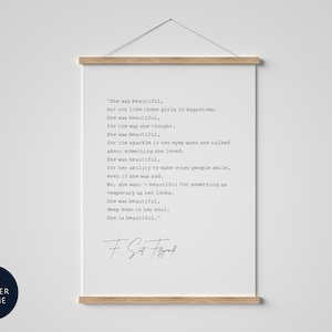 Ela era linda Impressão de F Scott Fitzgerald, presentes emoldurados para namorada, presentes para esposa, presentes para ela, pôster de aniversário, citação emoldurada