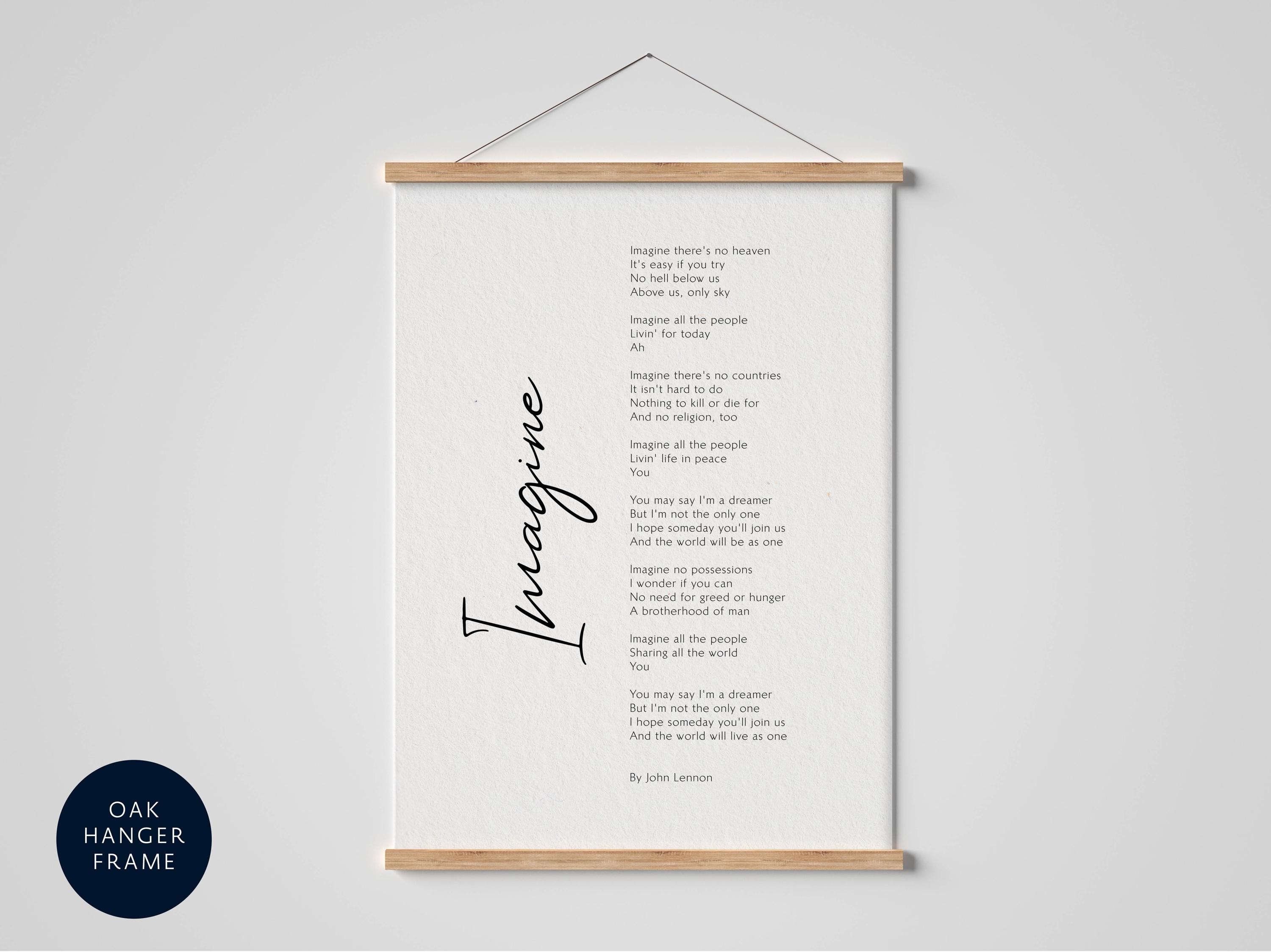 ジョン・レノン直筆imagine歌詞★★レザー生地ポスター★★ John lennon imagine lyrics in frame - Etsy 日本