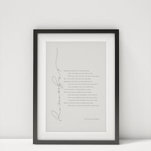 Poema Recuérdame de Christina Rossetti - Regalos de duelo - Tarjeta de duelo - Regalo conmemorativo - Lectura fúnebre - Impresión enmarcada Recuérdame