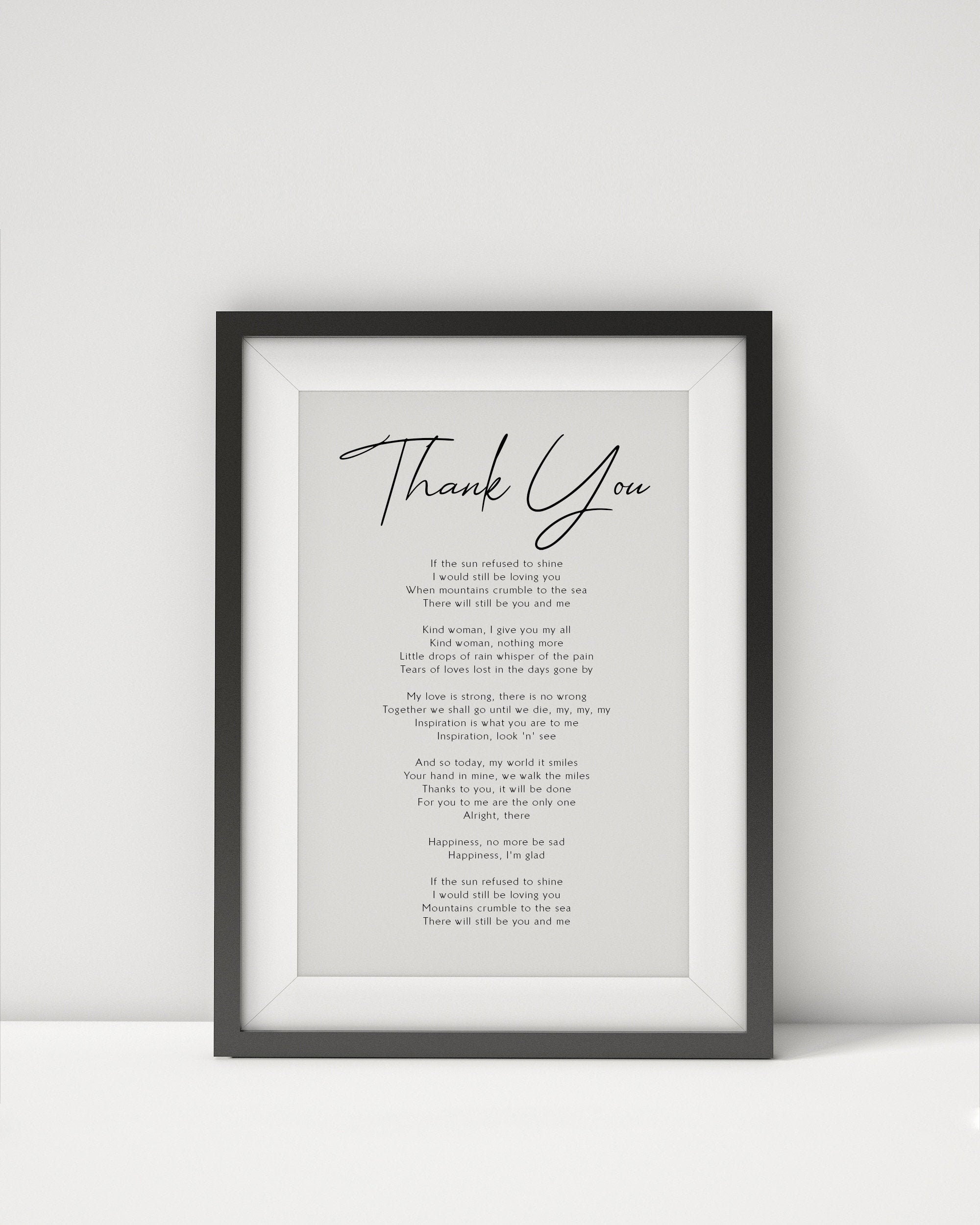 Thank You by Led Zeppelin Lyrics Print Framed Thank You Song Etsy