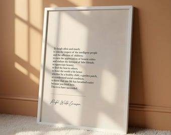 To lachen oft und liebe viel Zitat von Ralph Waldo Emerson Print