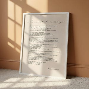The Art of Marriage Print by Wilferd Arlan Peterson, Marriage Quote Poster, Wedding Gift Wall Art, Inspirational Typography Decor