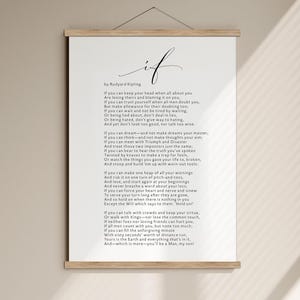 Poema de Si Kipling, regalo de graduación, poema inspirador, si imprimir rudyard kipling, percha de madera con marco de roble, regalo para hijo, póster de caligrafía