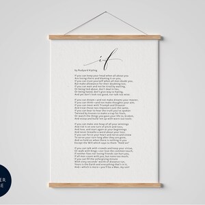 If Kipling Poem, graduation gift, inspirational poem, if print rudyard kipling, wooden framed hanger oak, gift for son poster calligraphy