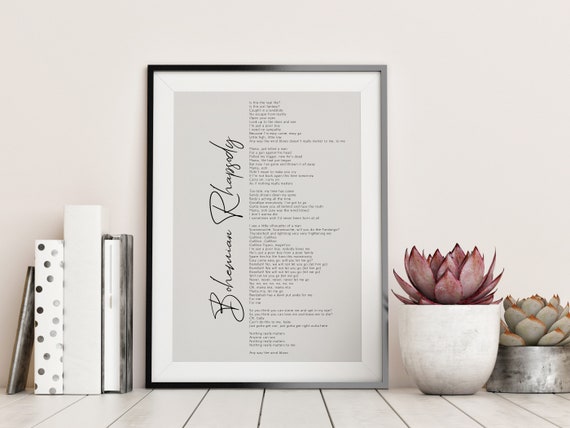 Bohemian Rhapsody Song Queen Print Framed - Queen Lyrics – The