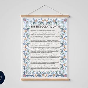 The Hippocratic Oath print, Modern & Traditional version Framed, Modern Hippocratic Oath Poster, Traditional Hippocratic Oath