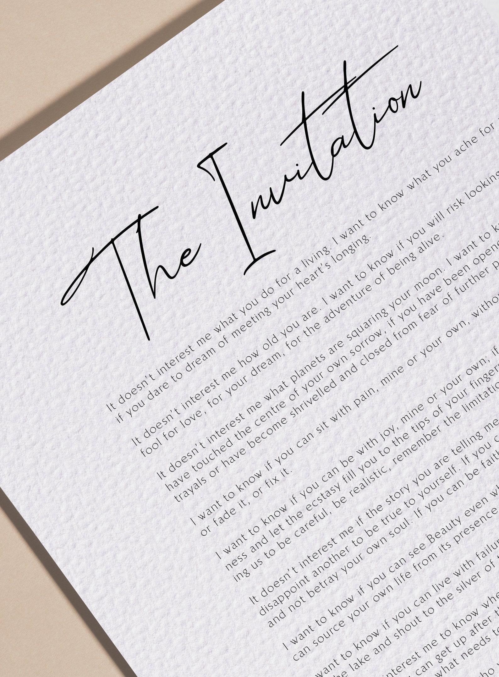 The Invitation by Oriah Mountain Dreamer Print Framed Poem - Etsy