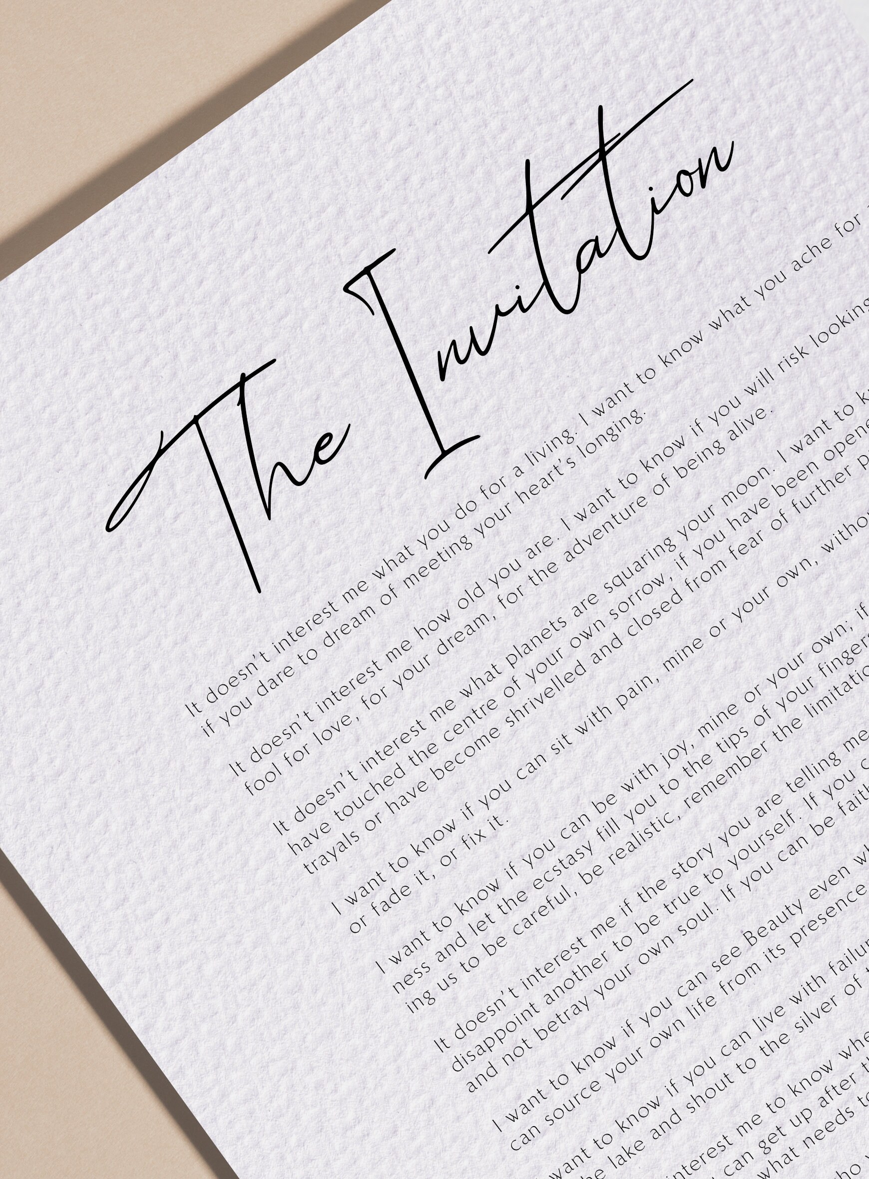 The Invitation by Oriah Mountain Dreamer Print Framed Poem Etsy