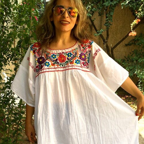 2XL & 4XL. Mexican Embroidered Dress for Women. Boho Dress. - Etsy