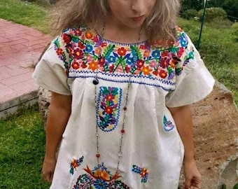 Huipil-kleding, boerenjurk, Oaxaca-tuniekcadeau, boho-jurk, hippiejurk. Mexicaanse jurk. Geborduurde jurk, Mexicaanse huipil. 4XL/2XL
