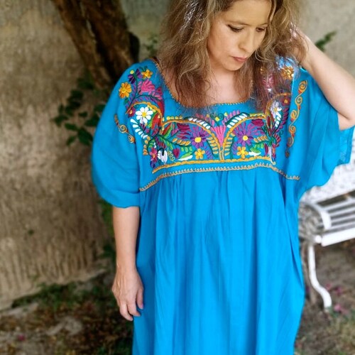2XL & 4XL. Mexican Embroidered Dress for Women. Boho Dress. - Etsy