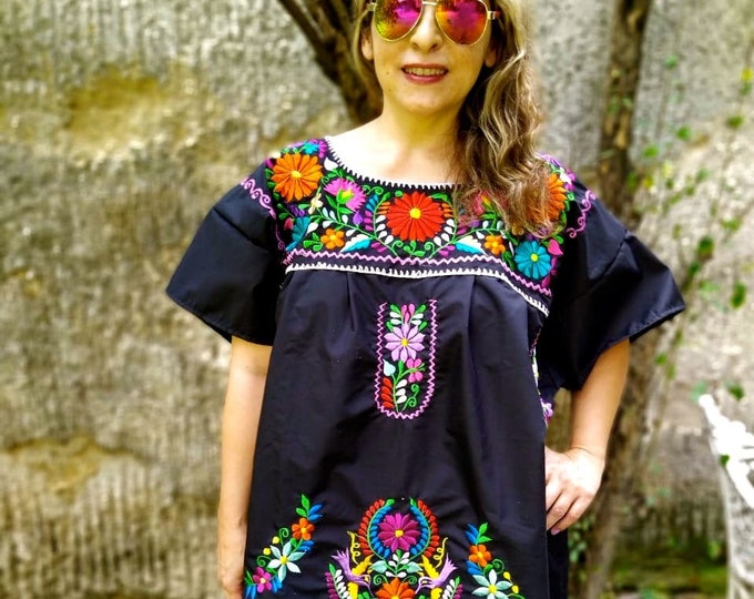 2XL & 4XL. Mexican Embroidered Dress for Women. Maxi Dress. - Etsy