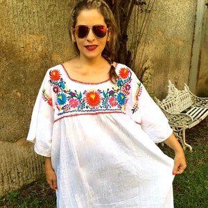 2XL & 4XL. Mexican Embroidered Dress for Women. Boho Dress. Bohemian ...