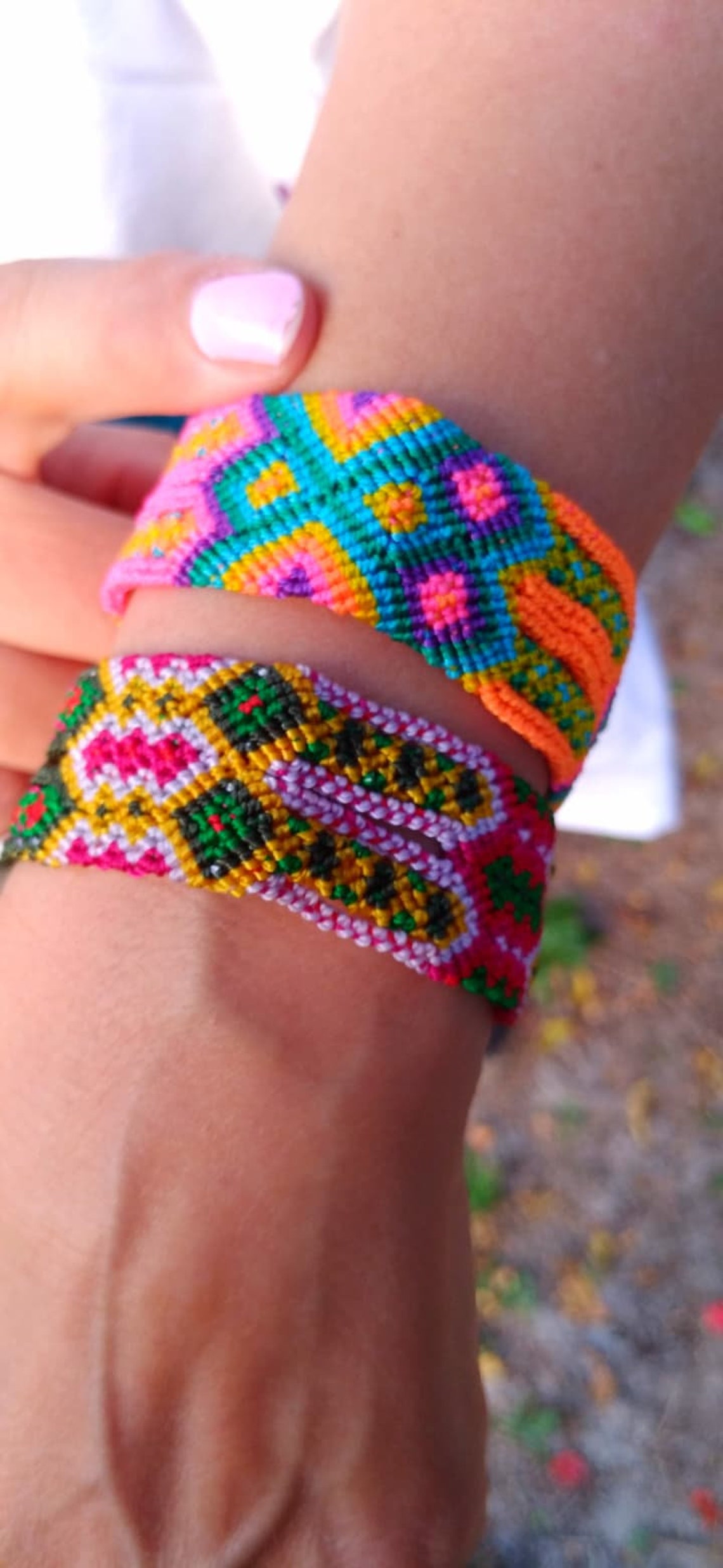 Set of three handmade Mexican bracelets radiant colors Etsy