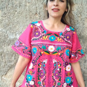 XL. Mexican Boho. Huipil. Embroidered Blouse Dress. Peasant - Etsy