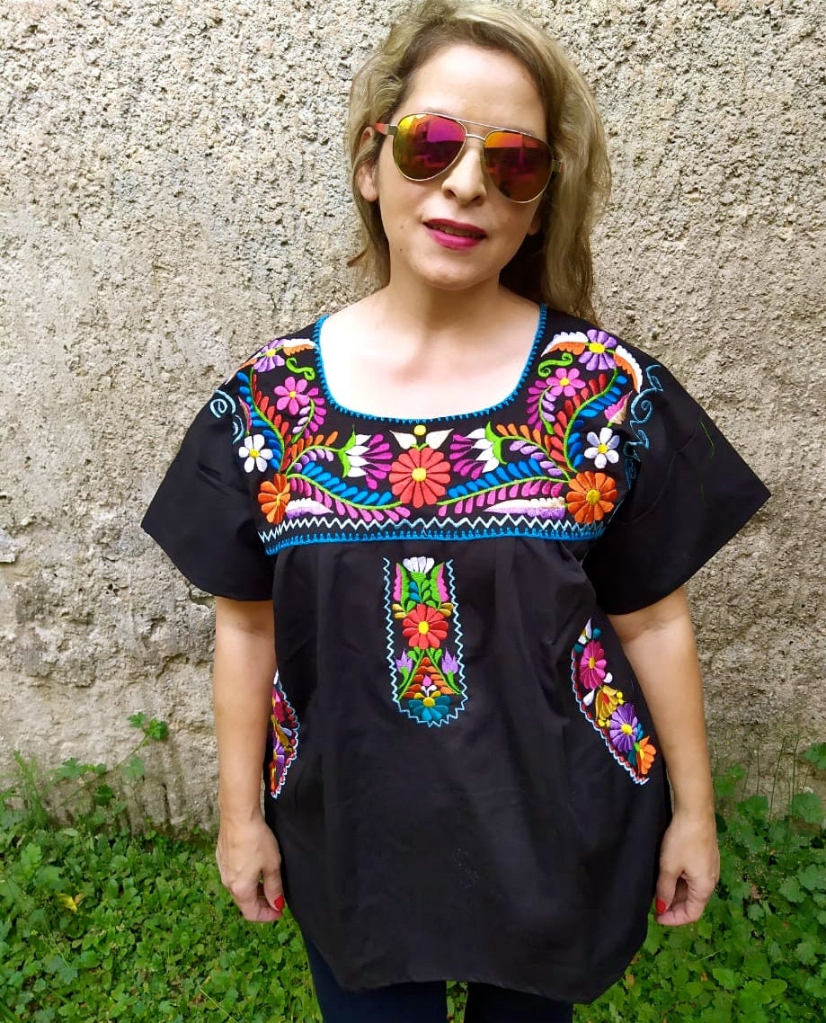 2XL Bohemian Mexican Peasant Blouse. Boho Embroidered Top | Etsy