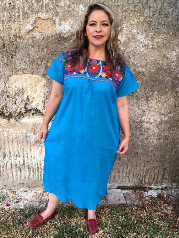 L XL. Mexican Dress. Beach Dress. Fresh Mexican. Embroidered Tunic