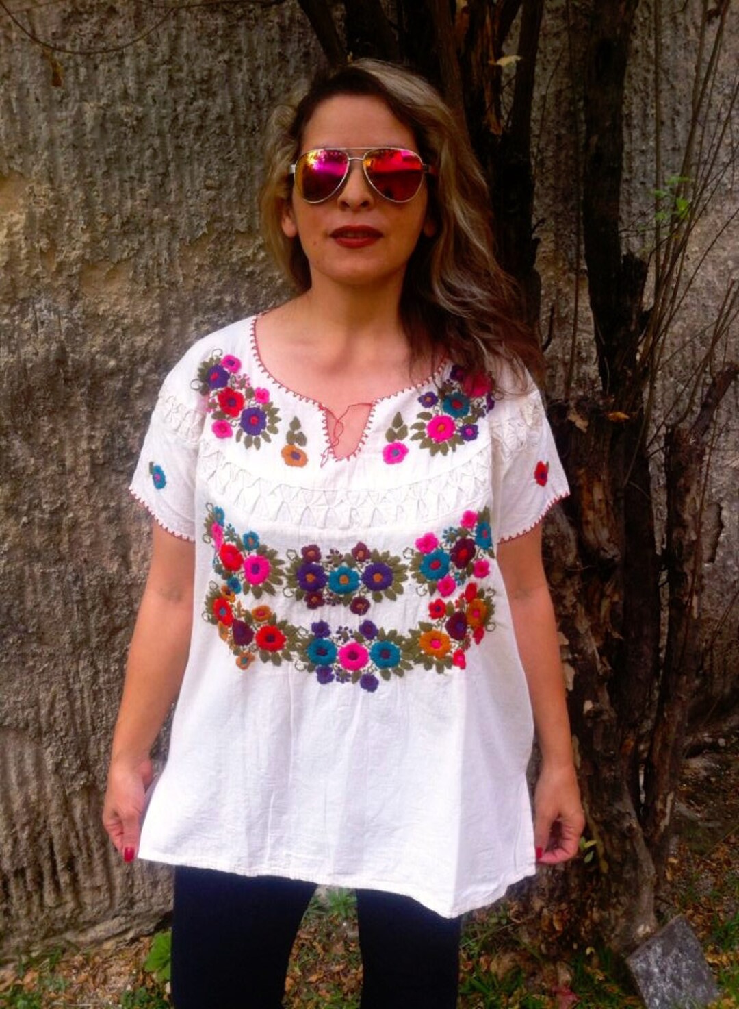 2XL, Bohemian Blouse. Mexican Blouse. Peasant Blouse. Beautiful Color ...