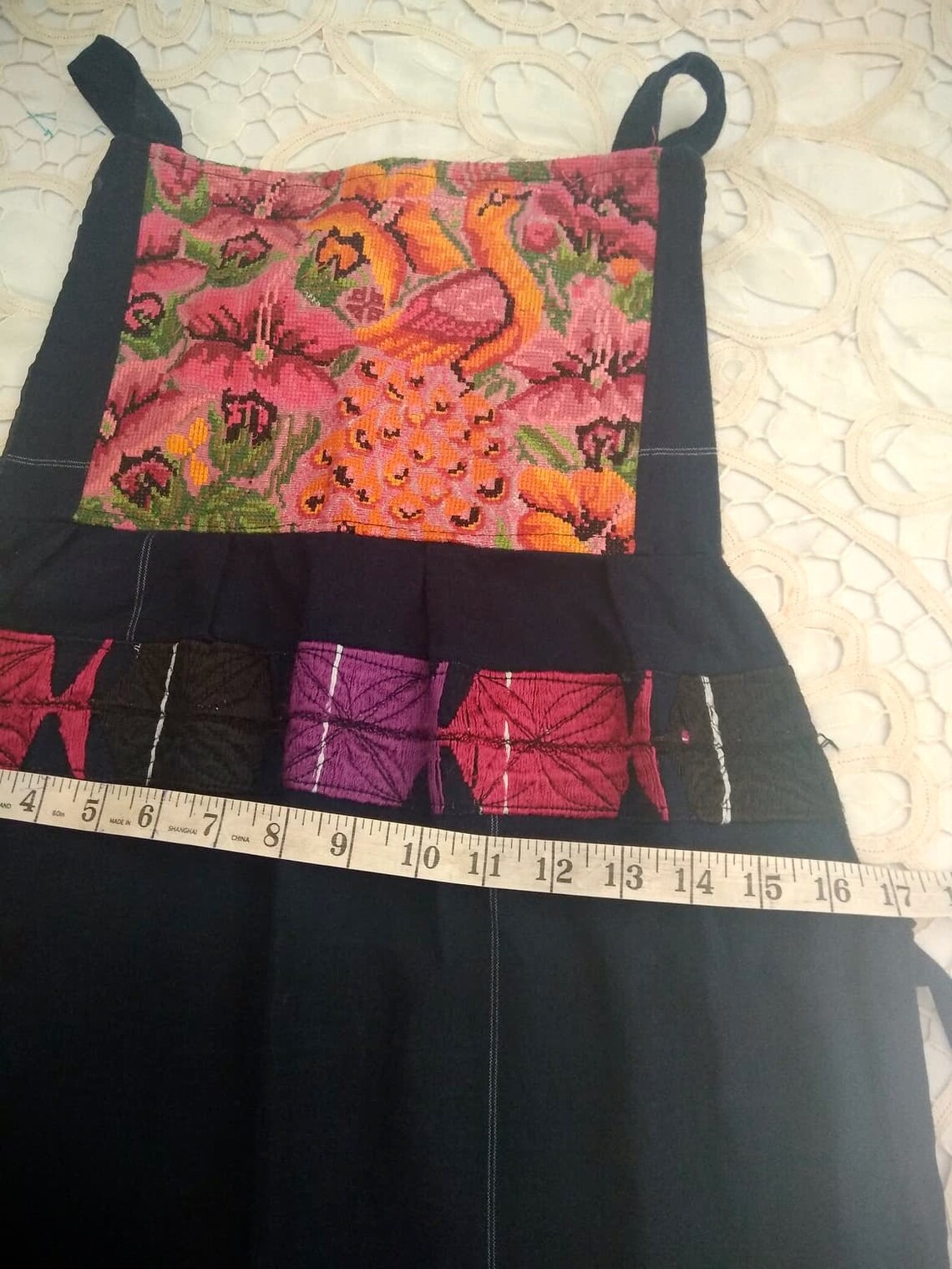 Mexikanische Schürze Mit Bestickten Blumen – 84x70 Cm, Verstellbar & Waschbar – Stylischer Küchenschutz