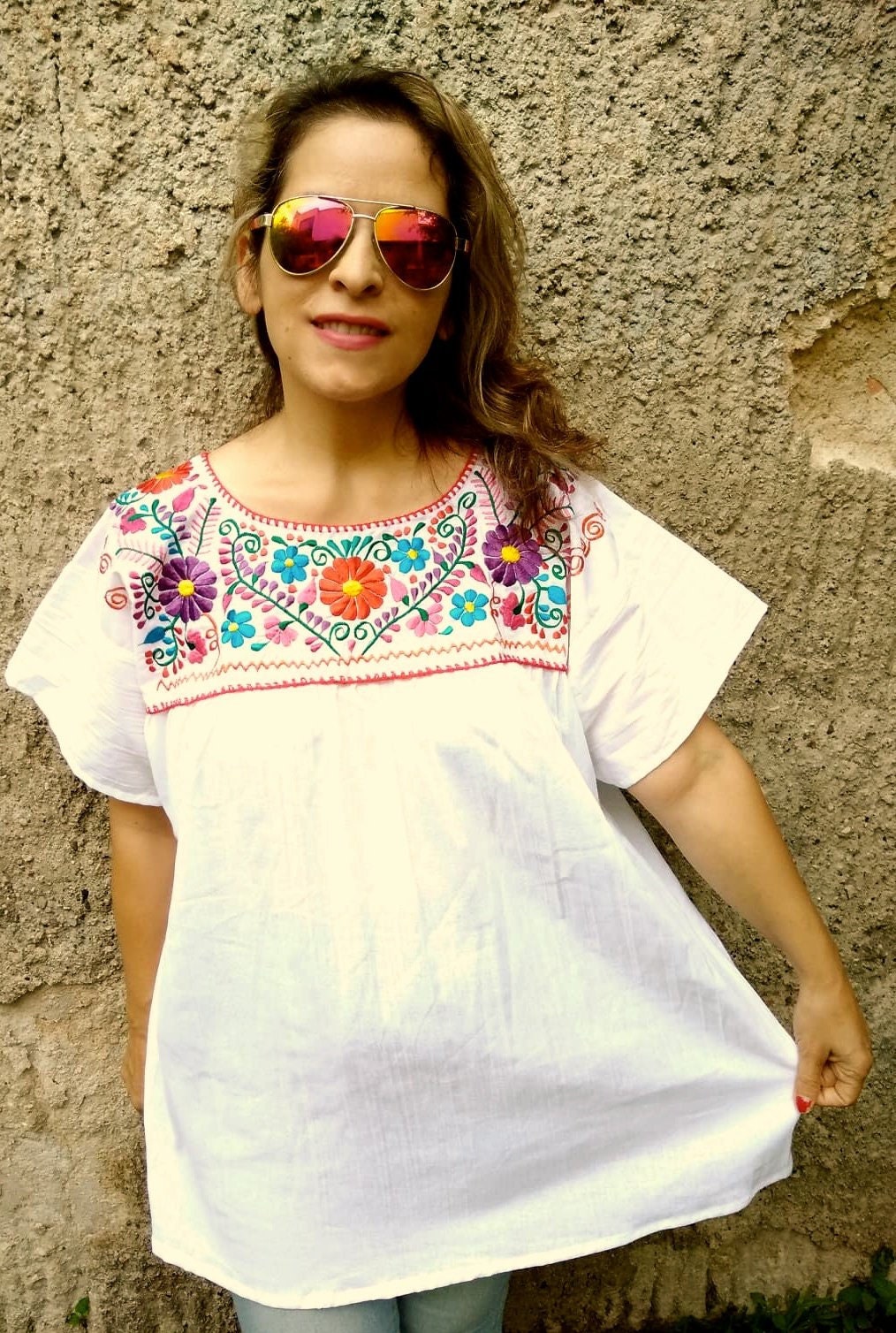 2XL Bohemian Fashion Boho Blouse Mexican Embroidered Blouse - Etsy