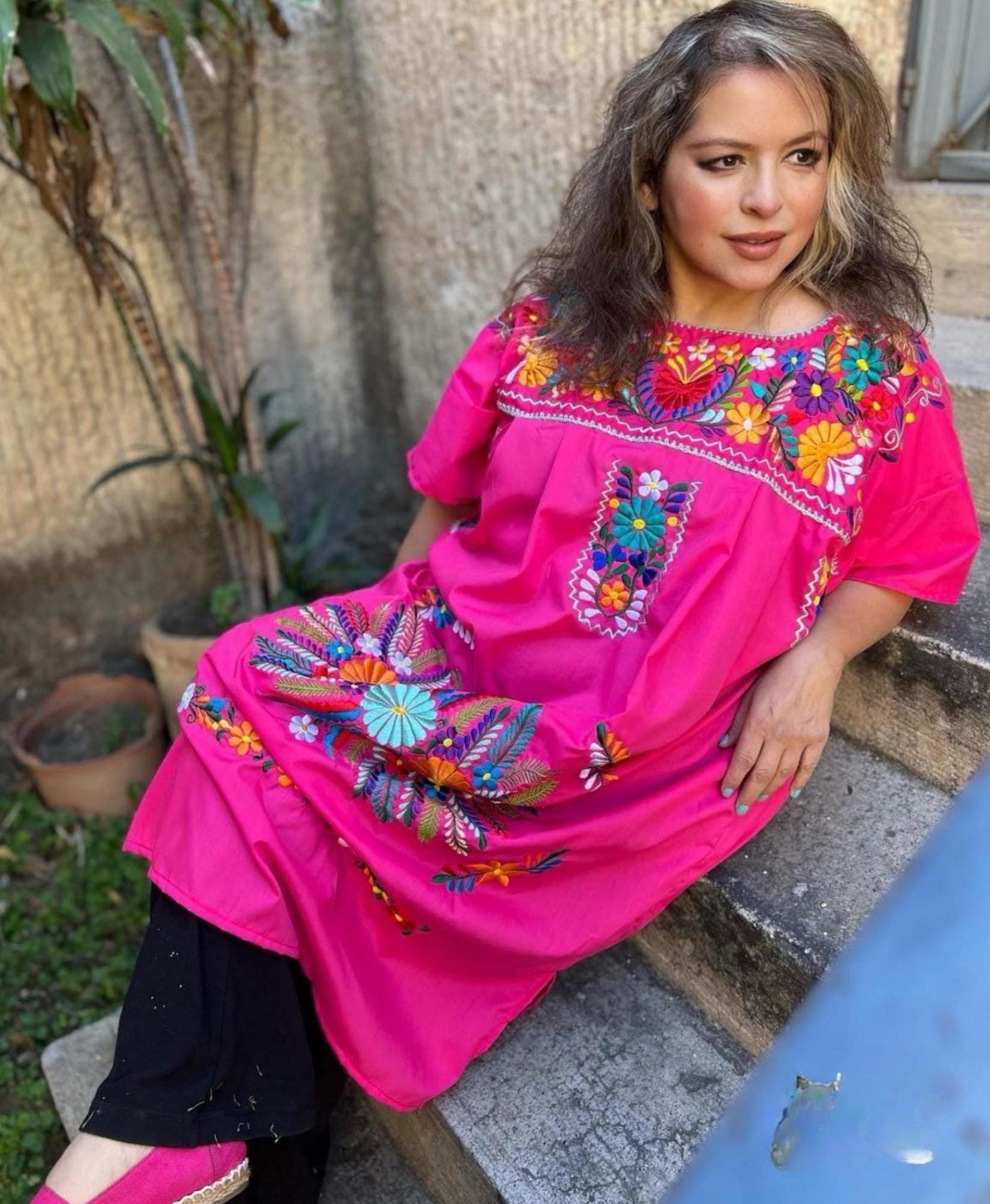 Pink Traditional Mexican Dress - Etsy