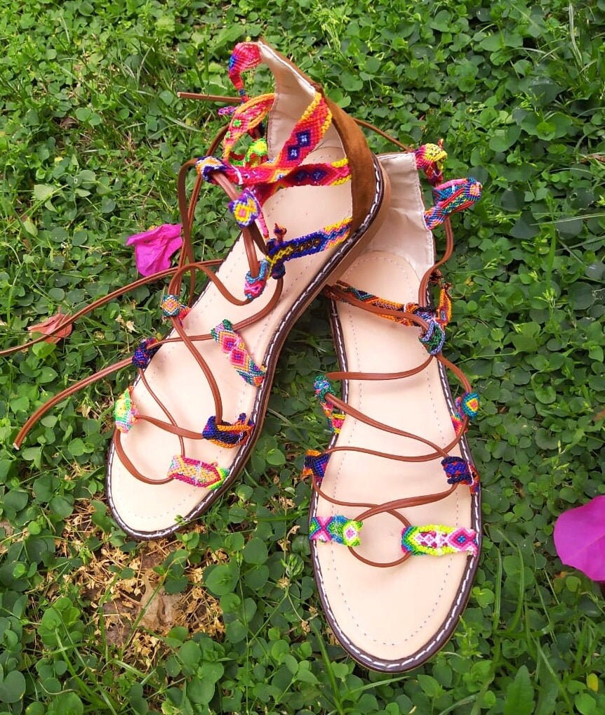 Colorful Sandals Mexican Huaraches Huaraches With Colored | Etsy