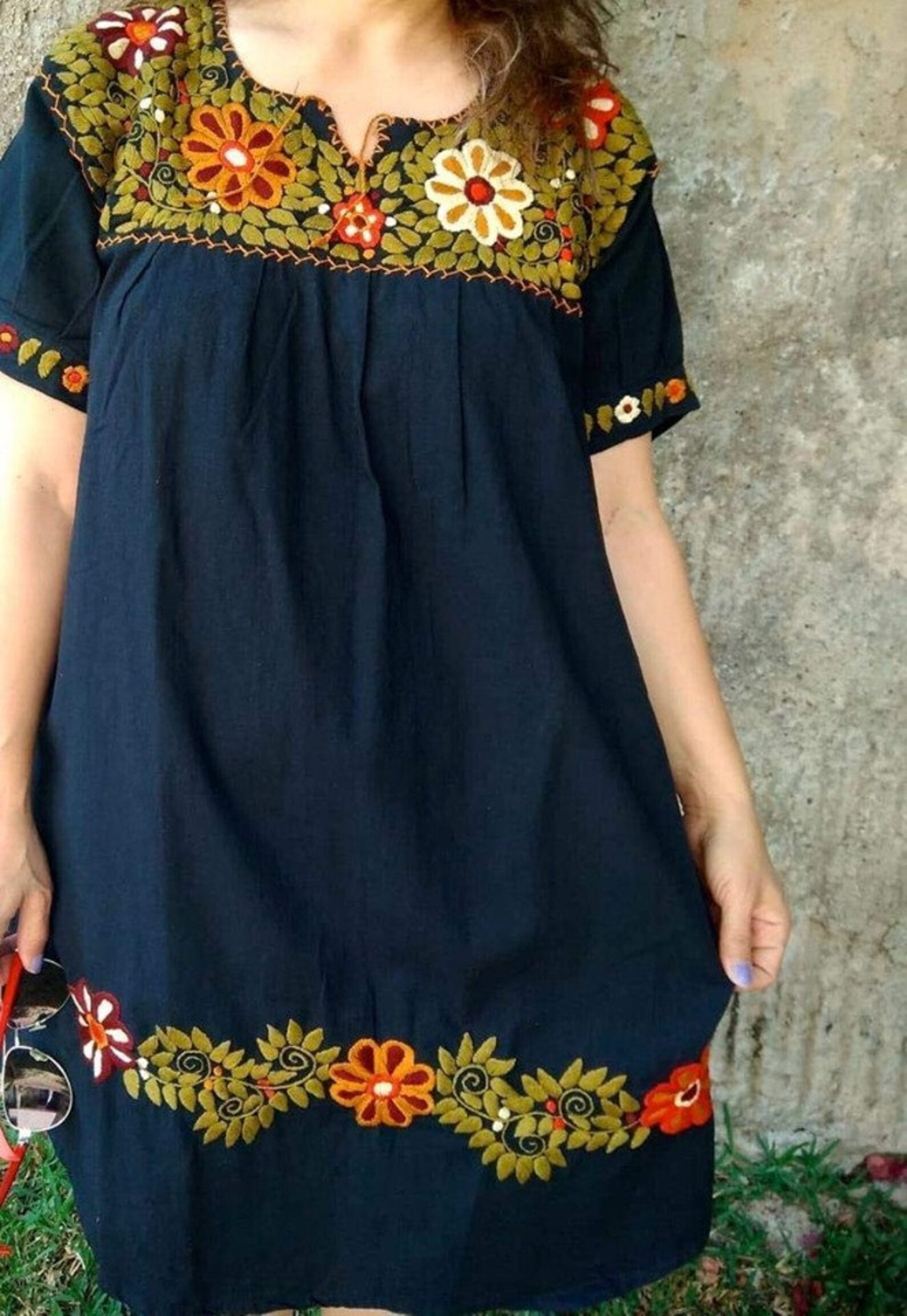 XL. Mexican Dress. Handmade embroidery. Embroidery dress. Etsy