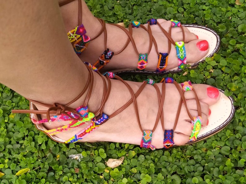 Colorful Sandals Mexican Huaraches Huaraches With Colored | Etsy