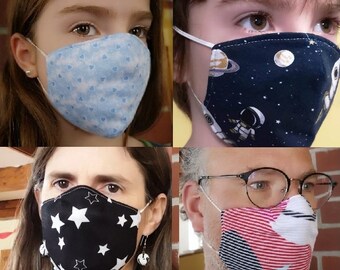 Reusable cloth mask - children or adults sizes - made in Quebec