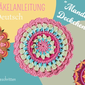 Mandala doily coaster CROCHET PATTERN crochet pattern digital PDF download, 1 pattern in German