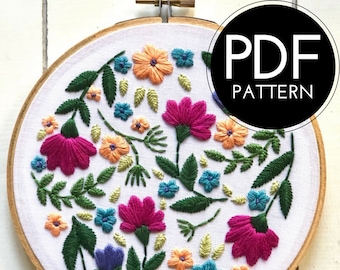 digital hand embroidery pattern | floral design | digital PDF download | embroidery pdf | embroidery pattern