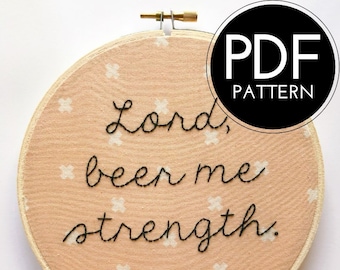 lord beer me strength | digital hand embroidery pattern | the office show | the office | digital PDF download | embroidery pdf | embroidery