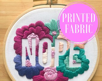 printed fabric | hand embroidery kit | embroidery kit | diy embroidery | diy embroidery kit | embroidery pattern | nope