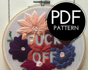 digital hand embroidery pattern | fuck off design | digital PDF download | embroidery pdf | embroidery pattern