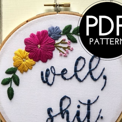 embroidery pdf digital PDF download embroidery pattern digital hand embroidery pattern floral design fuck yes
