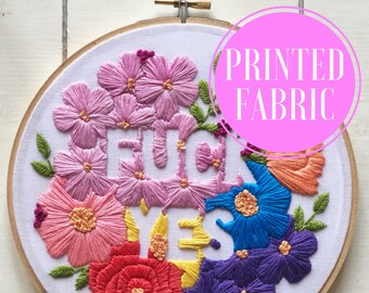 printed fabric | hand embroidery kit | embroidery kit | diy embroidery | diy embroidery kit | embroidery pattern | fuck yes