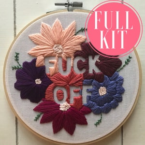 fuck off | full kit | hand embroidery kit | embroidery kit | diy embroidery | diy embroidery kit | embroidery | modern embroidery kit